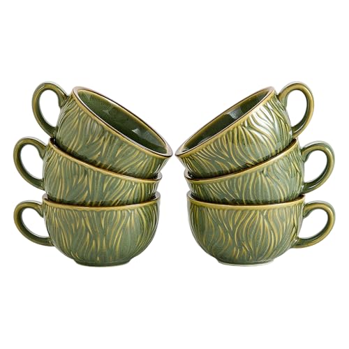 Set of 6 Vintage Design 12 oz Professional Barista Ceramic Latte Art Cappuccino Cups Set (6 Count)