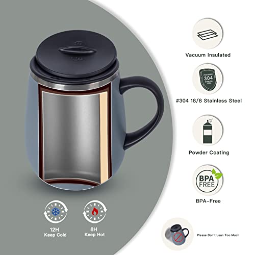 16 oz Insulated Coffee Mug with Handle and Lid
