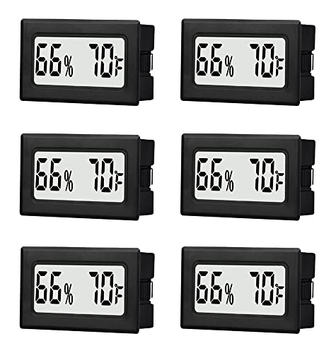 6 Pack Mini Small Digital Hygrometer Thermometer Indoor Temperature and Humidity Meter Gauge with Temp Humidity Sensor Monitor Fahrenheit