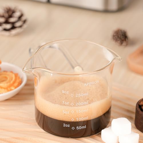250ML 8.5OZ Espresso Glass Measuring Cup Triple Pitcher Milk Cup Espresso Cups with U