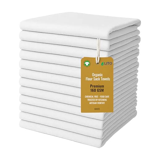 GOTS Certified 100% Organic Cotton Flour Sack (12 Count)