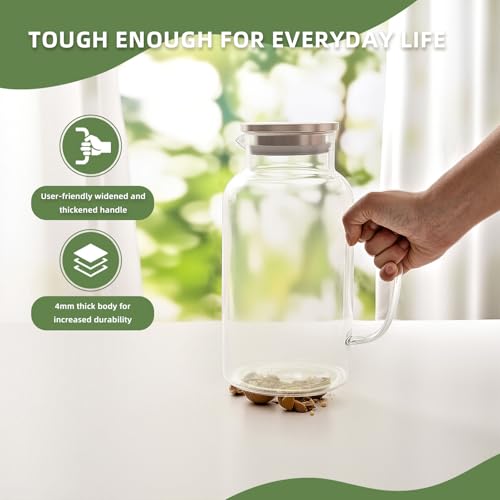 1 Gallon 3.8L Thickened Glass Pitcher with Lid and Spout