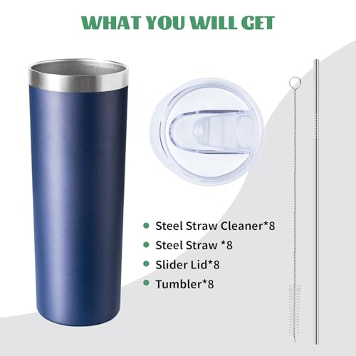 20 oz Skinny Tumbler with Lid and Straw (8 Count)