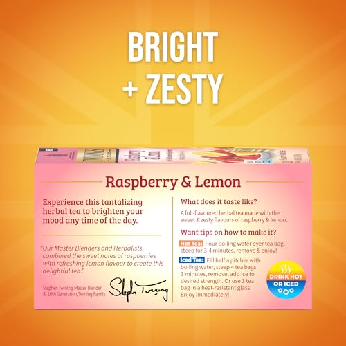 Raspberry & Lemon Herbal Tea Bags 20 CT Box (120 Count)