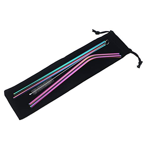 Metal Straws Stainless Steel Straws 8.5" Drinking Straws Reusable 4 Set