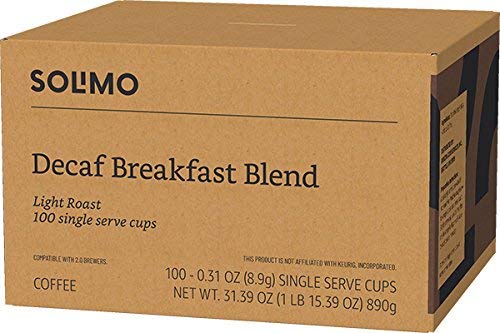 Solimo Decaf Light Roast Coffee Pods (100 Count)