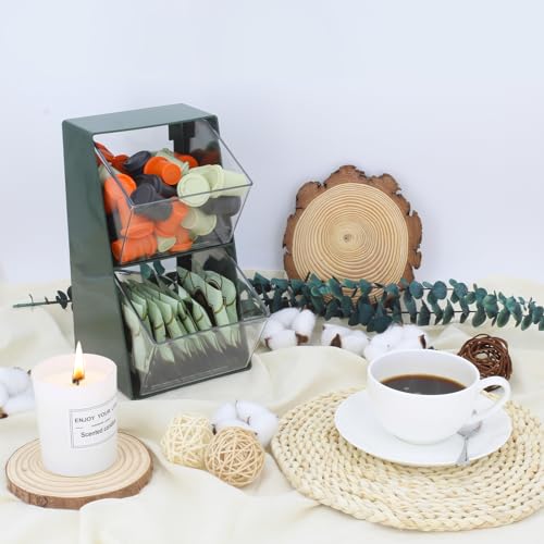 Coffee Pod Storage with 2 Large Capacity Basket K Cup Holder Countertop Organizer for Creamer Keuring Espresso Capsule Plastic Tea Bag Organizer Green