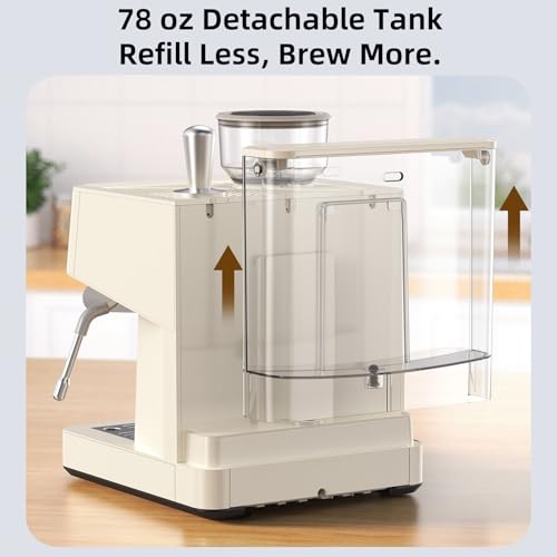 2026 Upgrade) 15 Bar Espresso Machine with Built-in Anti-Clog Coffee Grinder, Expresso Coffee Machines with Milk Steam Wand/Frother/Tamping Tools,Espresso Maker with Grinder for Lattes-Almond