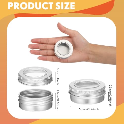 100 Pcs Aluminum Tin Jar Refillable Containers Clear Top Screw Lid Round Tin Container Bottle for Cosmetic (100 Count)