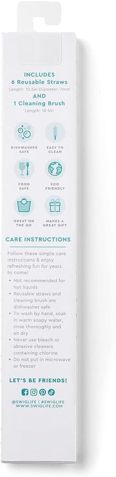 Reusable Straw Set with Cleaning Brush (6 Count)