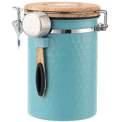 Coffee Canisters Airtight Coffee Bean Storage Container Kitchen Stainless Steel Food Storage Container with Scoop Date Tracker & CO2 Valve 61Fl Oz (60.8652 Fl Oz)