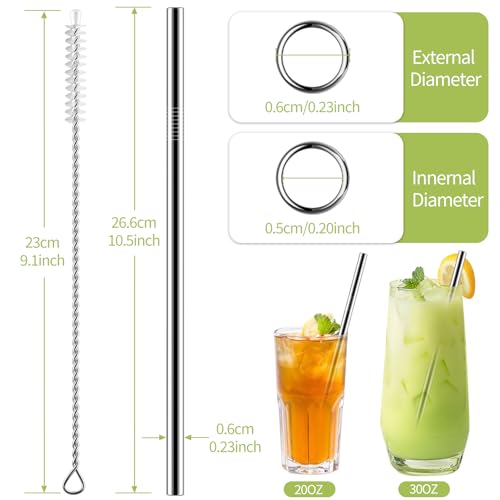 Set of 10 Stainless Steel Straws (10 Count)