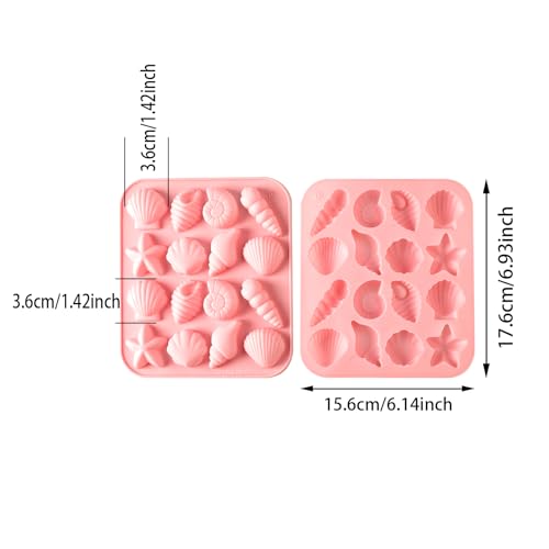 2 Pack rice flour Seashell Silicone Molds for Chocolate Candy Baking Decorations rice flour (2 Count)