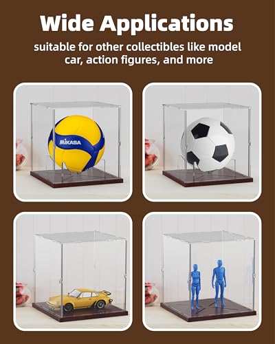 Full Size Acrylic Basketball Display Case with Solid Wood Base