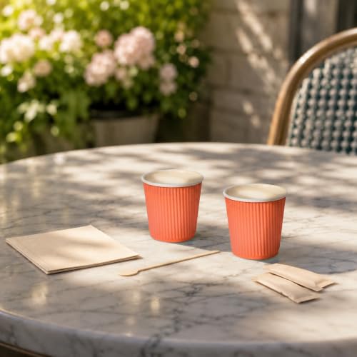 Ripple Wall Coffee Cups 500 Count 4 Ounce Insulated Tangerine Orange Paper Cups