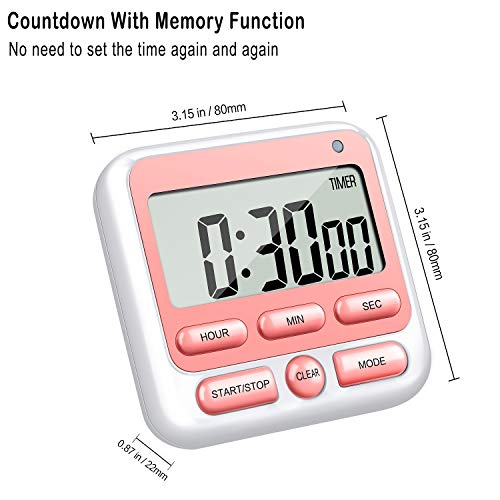 4-in-1 Digital Timer with Count Up/Down, Clock & Alarm, Ring & Silent Modes