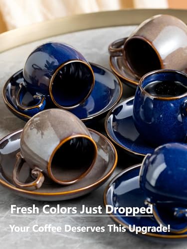 3 Ounce Espresso Cups and Saucers Set of 6 (6 Count)