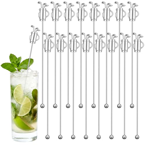 20 Pcs Metal Golf Cocktail Stirrers Swizzle Stir Sticks 7.87 Inch Reusable Drink Stirrer Sticks Party Decorations Party Clubhouse and Outing Decorations (20 Count)
