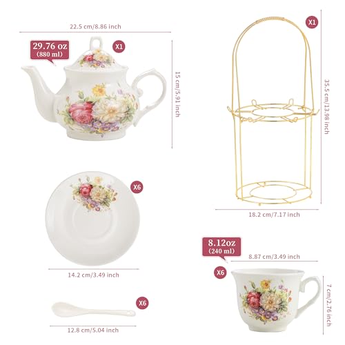 20 Pieces Porcelain Tea Sets For Women