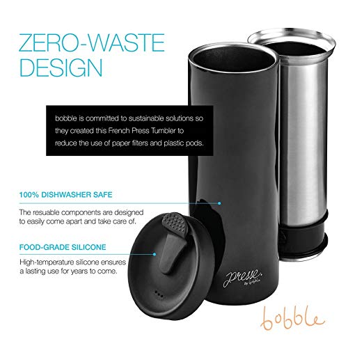 French Coffee Press Triple Wall Insulated Travel Mug 14 oz Black