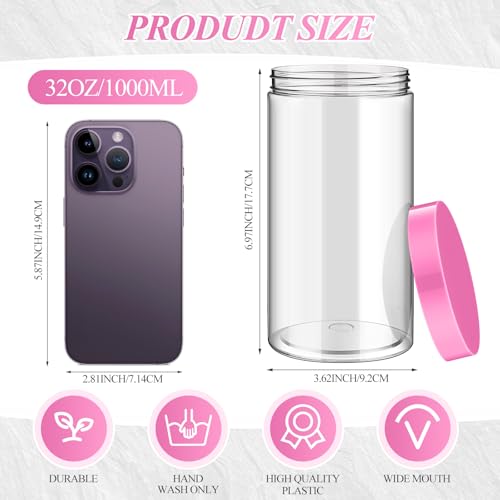 4 Pcs Plastic Jars Wide Mouth with Lids (4 Count)