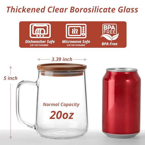 Large Glass Coffee Mugs (2 Count)