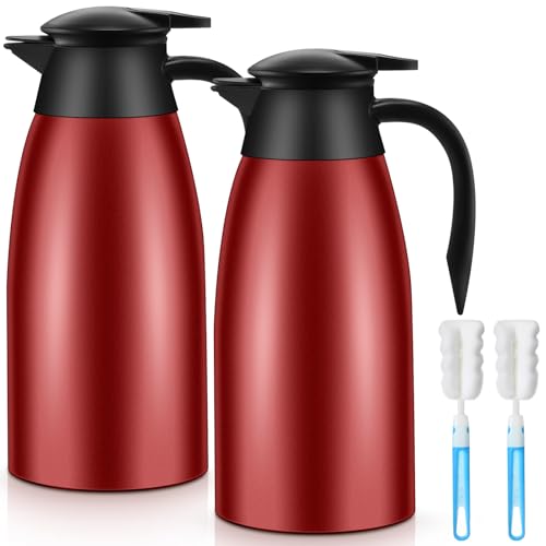 2 Pcs Thermal Coffee Carafe Insulated Stainless Steel Coffee Carafe for Hot Liquid Vacuum Thermal Pot Creamer Pitcher Dispenser with Brushes Keeping Hot Water Milk (2 Count)