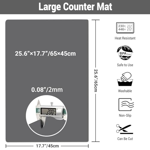 25.6"x17.7"x0.08" Large Heat Resistant Silicone Mat for Kitchen Counter