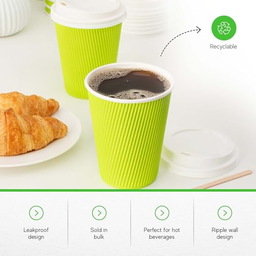 12 Ounce Ripple Wall Disposable Coffee Cups (500 Count)