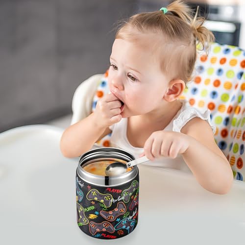 17oz Soup Thermo for Hot Food Kids Insulated Vacuum Food Jar with Stainless Steel Spoon Wide Mouth Thermo Leakproof Lunch Food Container Kids Hot Lunch Box