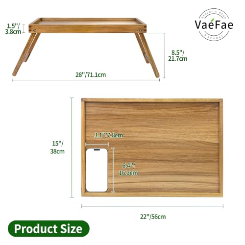 Acacia Bed Tray Table with Folding Legs