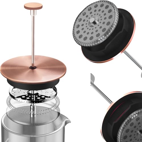French Press Coffee Maker 8 cups 34 oz 304 Stainless Steel Coffee Press with 4 Filter Screens