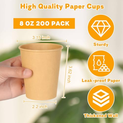 200 Pack 8 oz Kraft Paper Cups (200 Count)