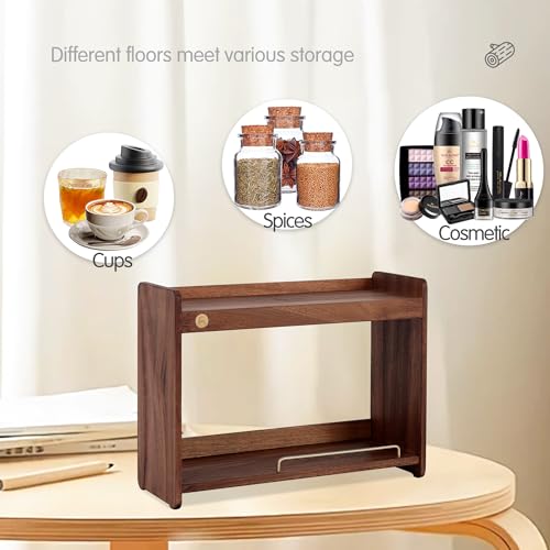 Coffee Mug Holder Wooden Cup Rack Mug Display Shelf Coffee Cup Holder for Countertop with 2 Tier Wood Coffee Mugs Holder for Kitchen Coffee Cup Storage