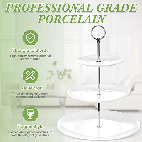 2 Pcs 3 Tier Porcelain Cupcake Stand