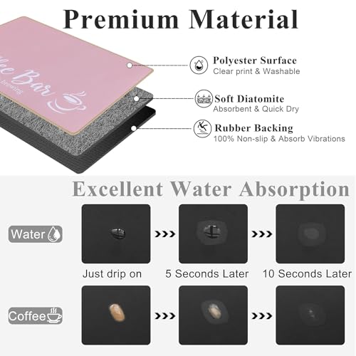 Coffee Mat 2 Pack 12x19 Inch Absorbent Non (2 Count)