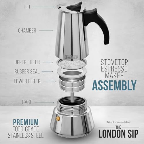 London Sip Stainless Steel Stovetop Espresso Maker Moka Pot Italian Coffee Percolator