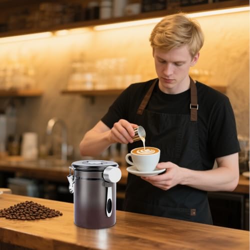 Coffee Canister Airtight Storage Container Stainless Steel Coffee Jar with Scoop