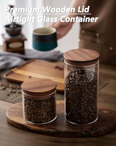 17 oz Coffee Canister with Scoop and Wooden Lids