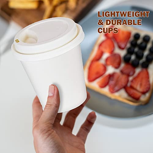 White Disposable Paper Coffee Cups with Lids (25 Count)