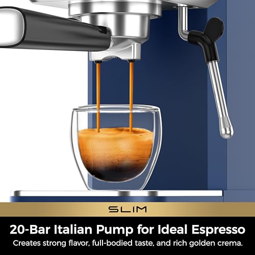 Slim Espresso Machine with Milk Frother for Home Latte