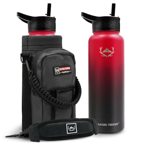 40 oz Insulated Water Bottle with Carrier Bag & 3 Lids (3 Count)