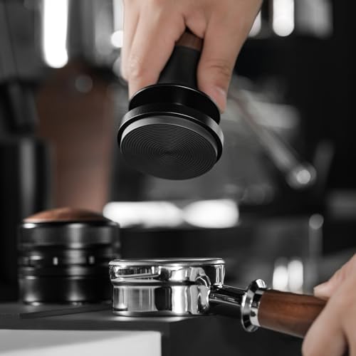 53.35mm Espresso Coffee Tamper with Three Spring Loaded Calibrated Espresso Tamper 30lbs 54mm Espresso Hand Tamper with Sound Feedback Titanium Coating Black T6177T