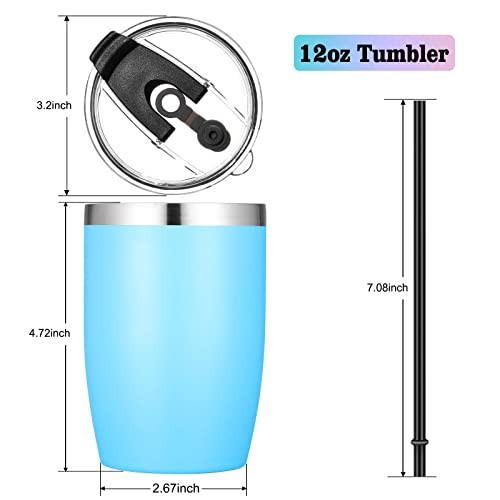 Stainless Steel 12 oz Tumblers bulk Vacuum Insulated Double Wall Travel Tumbler with Lid and Straw Reusable Tumbler (12 Count)