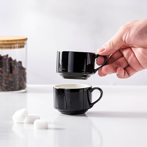 2.5 Ounce Stackable Espresso Cups with Saucers and Metal Stand (4 Count)