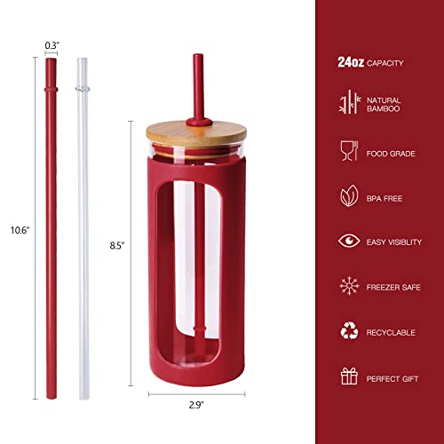 20oz Glass Tumbler with Straw and Lid
