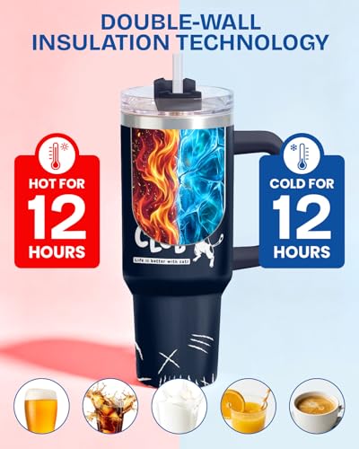 Cat Dad Club Funny 40 oz Tumbler with Handle