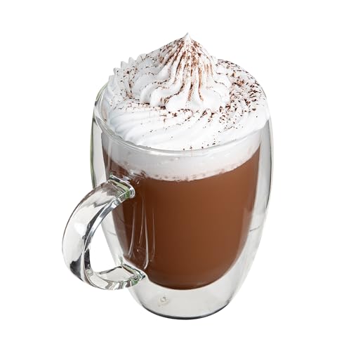 Glass Espresso Cups 12 Count 12 Ounces Borosilicate Double Wall Glass Coffee Mugs Insulated Clear Tea Drinkware for Hot or Cold Beverages
