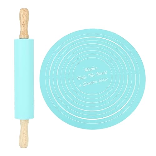 13.2in Rolling Pin Pastry Baking Mat 11.8x1.8in Large Silicone Rolling Pin Kneading Pad Baking Tool for Kitchen Restaurant School Use