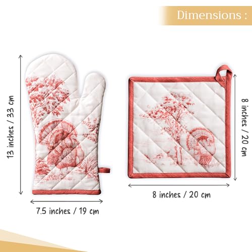100% Cotton Oven Mitt & Pot Holder Set